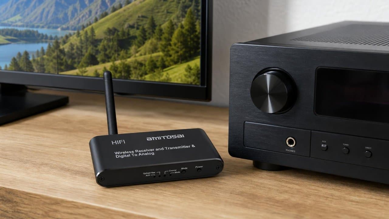MTS-BTDAC en el rack — TV y amplificador