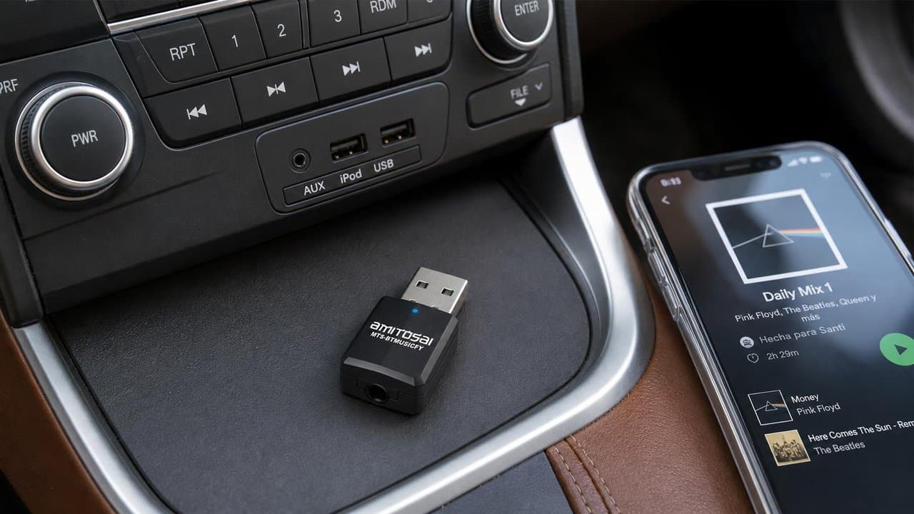 MTS-BTMUSICFY en el auto — receptor Bluetooth USB