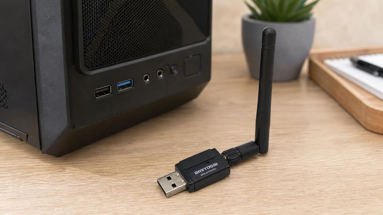 MTS-BTPCPRO en equipo gamer — Bluetooth 5.3 con antena