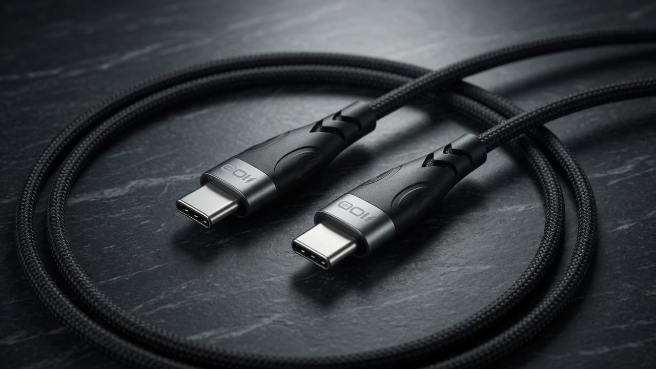 MTS-CCPD100W1 — close-up cable USB-C 100W mallado negro