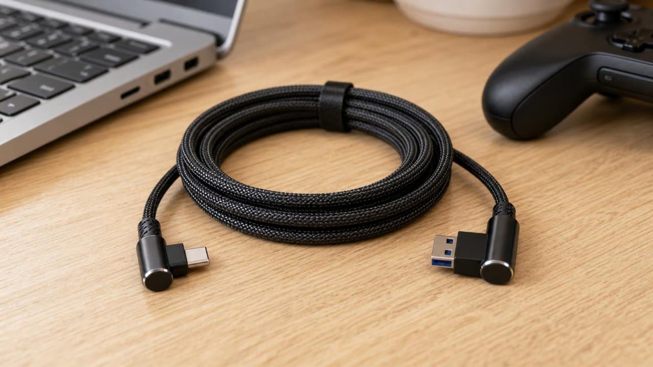 MTS-ELBOW200 — cable codo en mesa de luz / uso diario