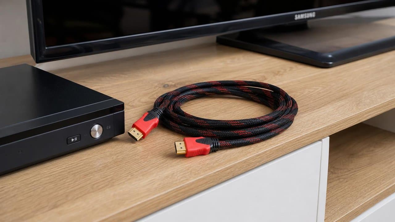 MTS-HDMI145 — HDMI 1.4 5 m en living con TV AMITOSAI