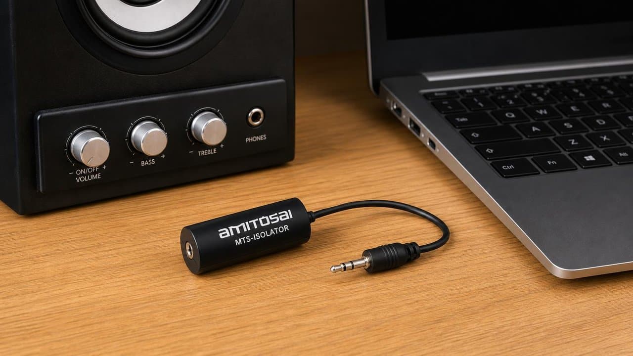 MTS-ISOLATOR — filtro 3.5 mm en escritorio de audio