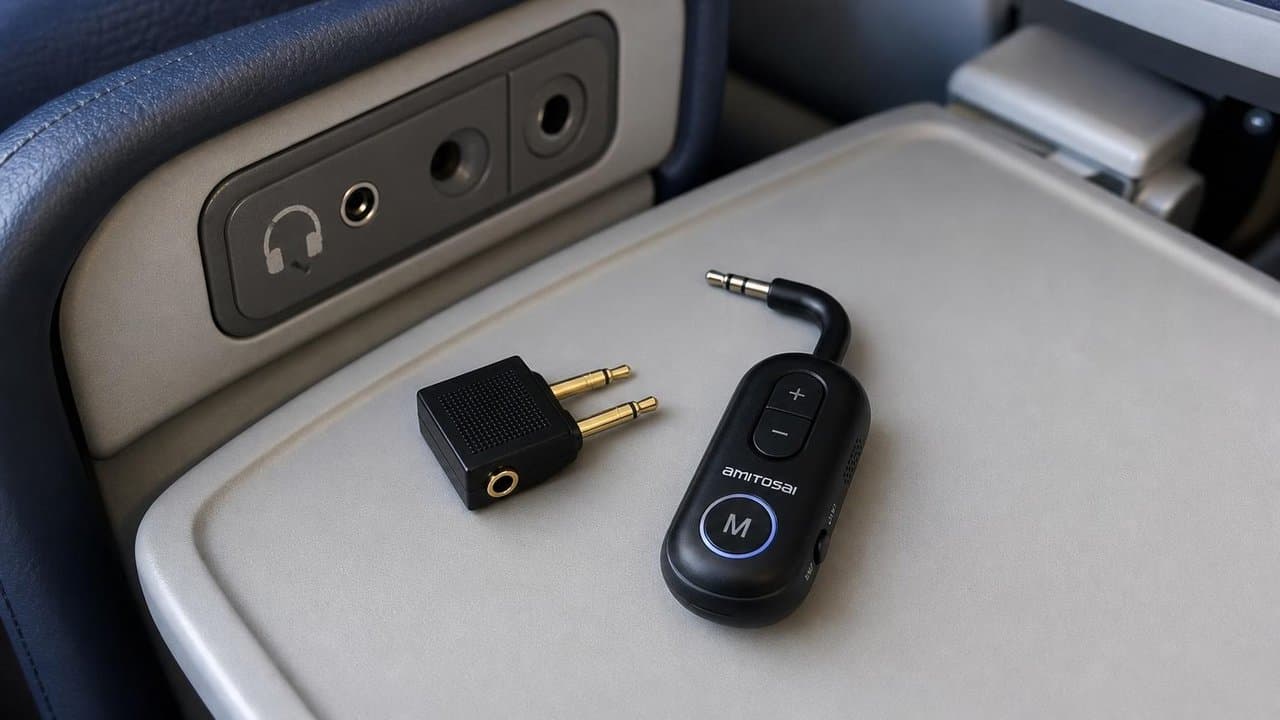 MTS-MUSICFLY en viaje — adaptador avión y Bluetooth