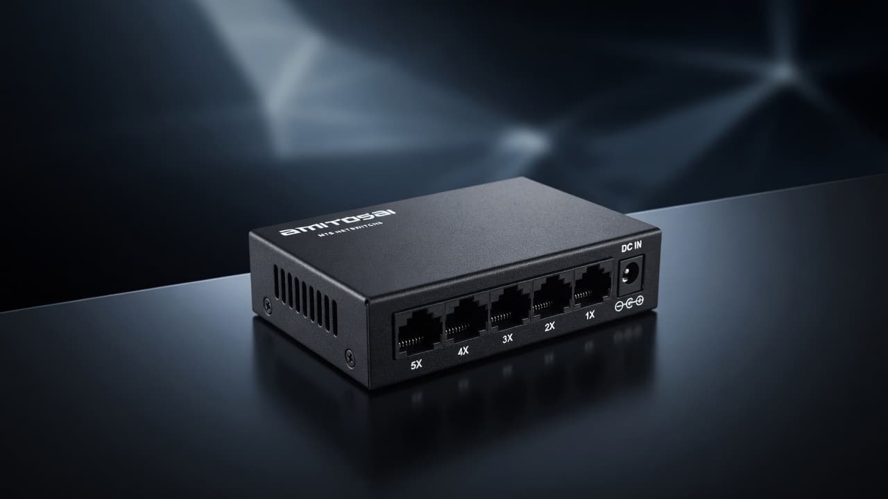 MTS-NETSWITCH5 — switch metálico premium en estudio