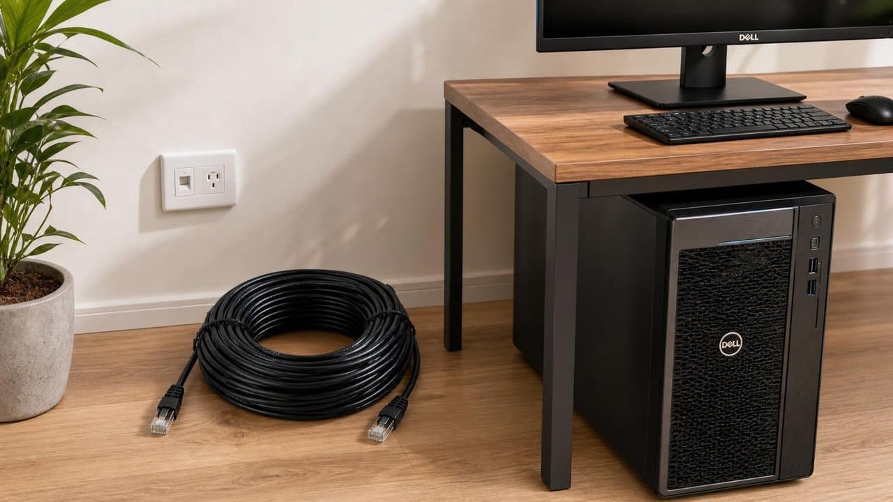 MTS-PATCH64000 — cable Cat 6 en living con consolas y TV