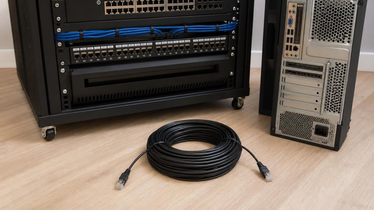 MTS-PATCH64000 — cable Cat 6 40 m en home office con router y PC