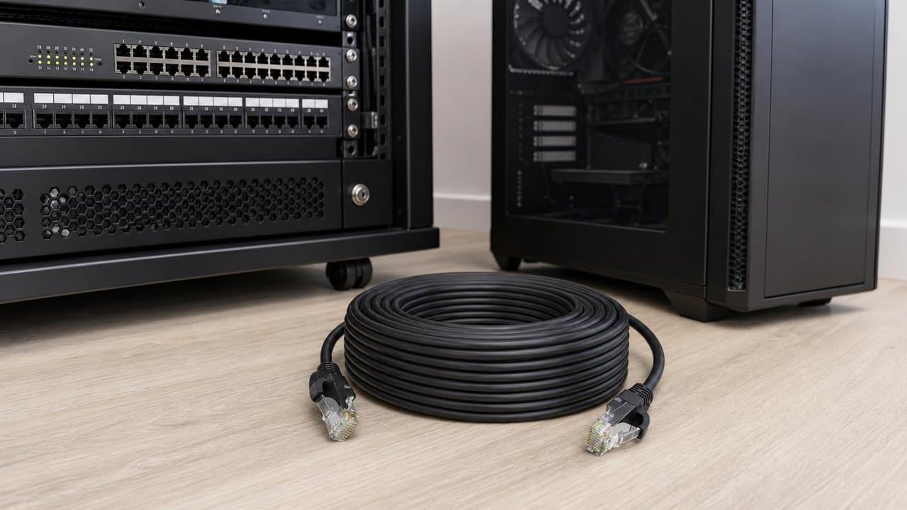 MTS-PATCH65000 — Cat 6 50 m en escritorio con router AMITOSAI
