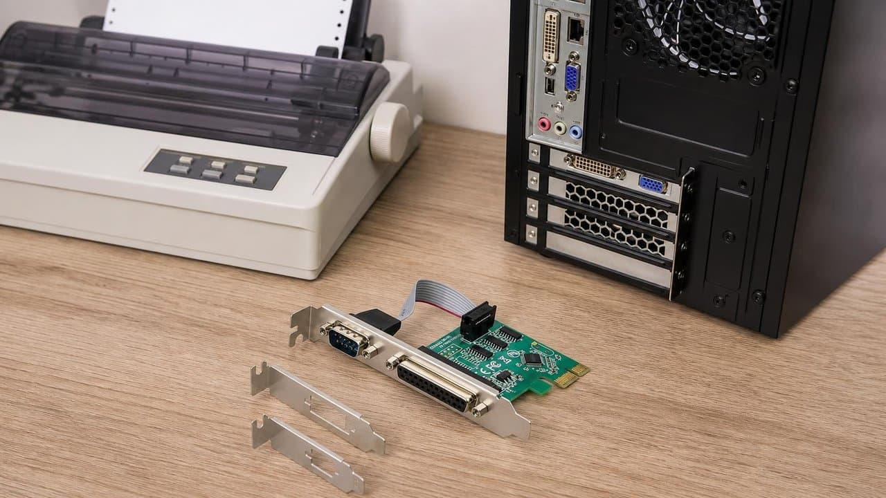MTS-PCIE1S1P — 1× DB9 + 1× DB25 en uso