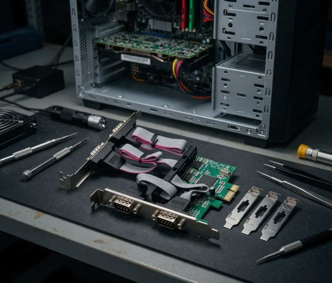 MTS-PCIE4SERIALB — 4× RS-232 WCH384L en uso