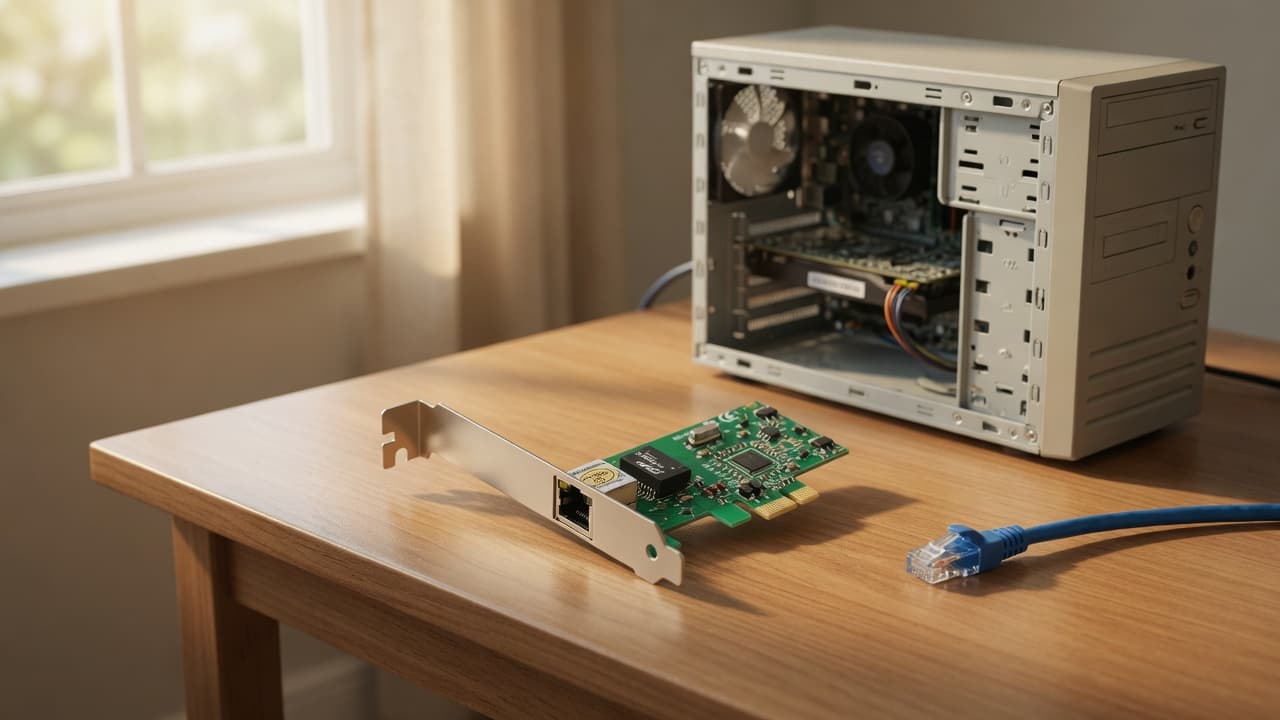 MTS-PCIELAN en escritorio — Ethernet 100 Mbps PCIe