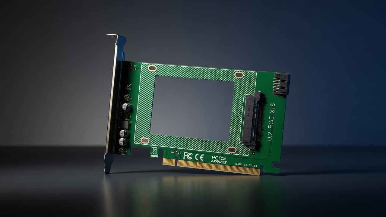 MTS-PCIEX16U2 — placa PCIe x16 a U.2 AMITOSAI en estudio