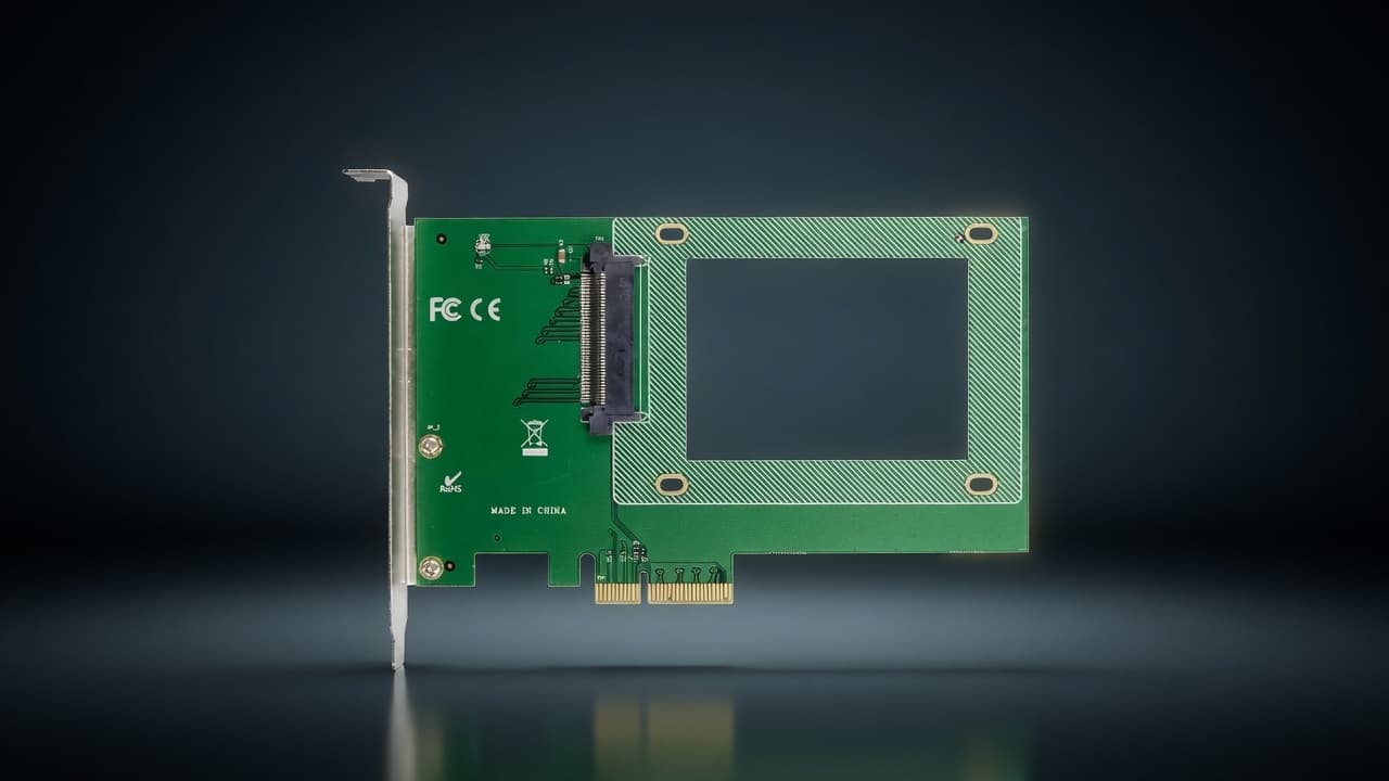 MTS-PCIEX4U2 — placa PCIe x4 a U.2 AMITOSAI en estudio