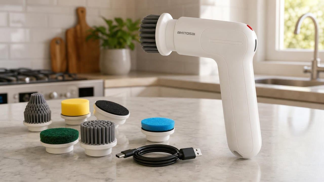 MTS-POWERBRUSH en mesada de cocina limpia — producto solo