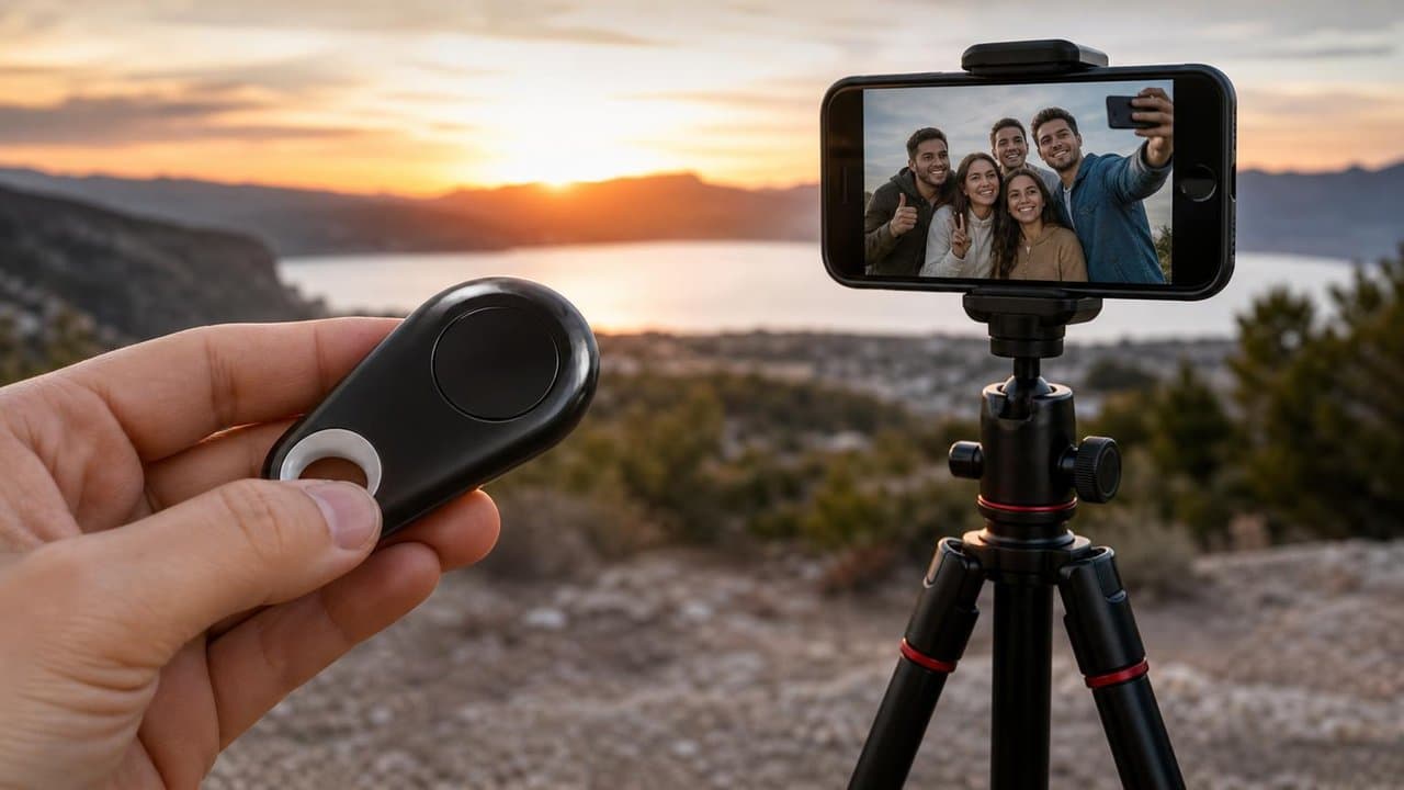 MTS-SHOTPOD — disparador Bluetooth con celular en trípode para selfie grupal