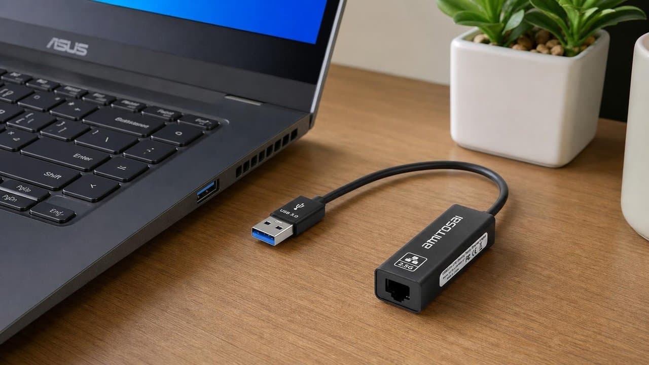 MTS-USB3LANPRO en escritorio — Ethernet 2.5G por USB 3.0