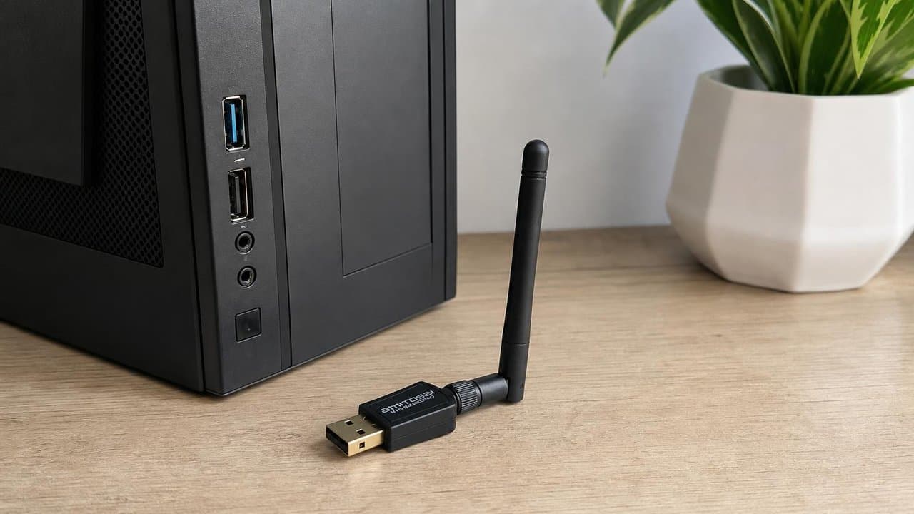 MTS-WIFI602PRO en uso — adaptador WiFi USB AMITOSAI