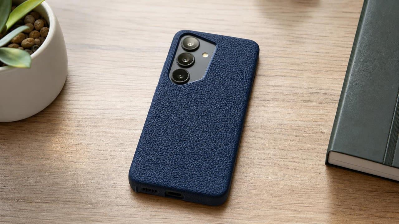VITO-NOTE13-4G Midnight Blue — funda en escritorio con Note 13