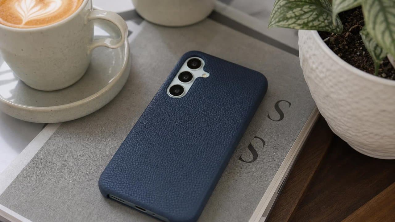 VITO-SAM-A35 Midnight Blue — funda cuero natural en el día a día