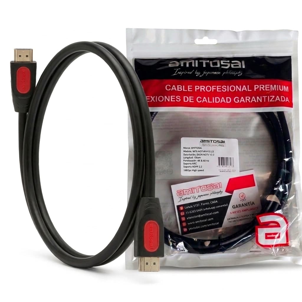 Cable HDMI 2.0 4K 1,5 m AMITOSAI MTS-HDMI4KV2-1.5 – vista 1
