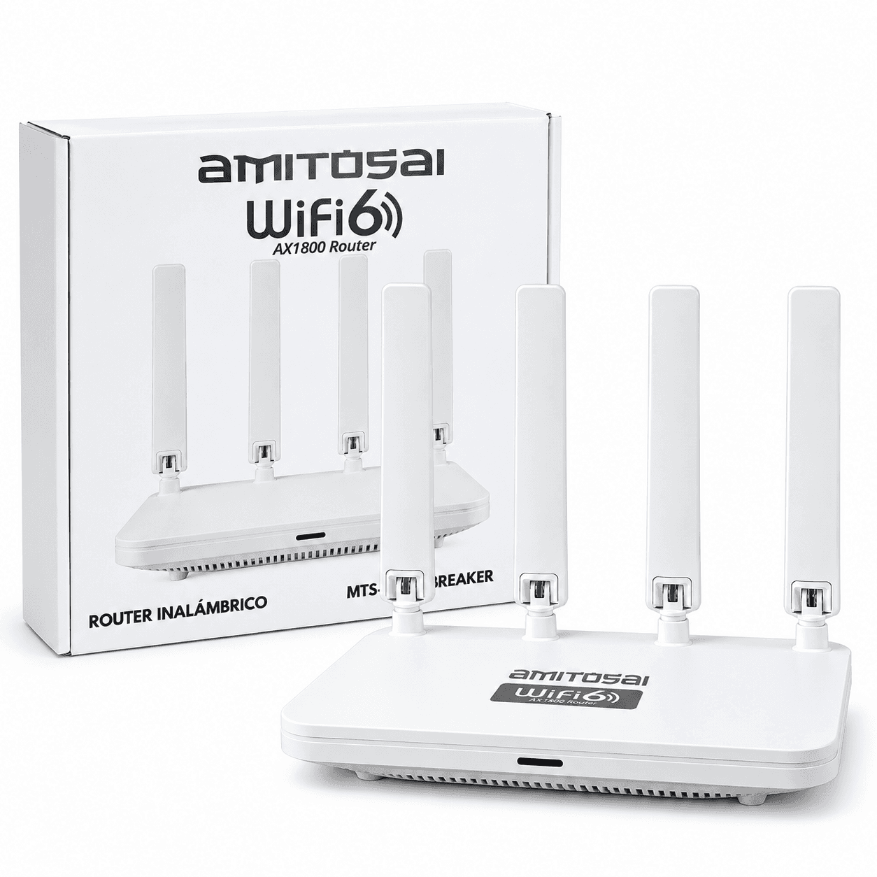 Router WiFi 6 AX1800 4 antenas mesh/repetidor AMITOSAI MTS-WALLBREAKER