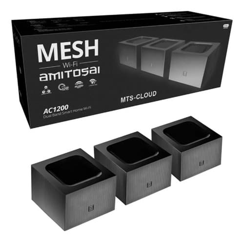 MTS-CLOUD3 — pack mesh AC1200 de 3 nodos + caja AMITOSAI