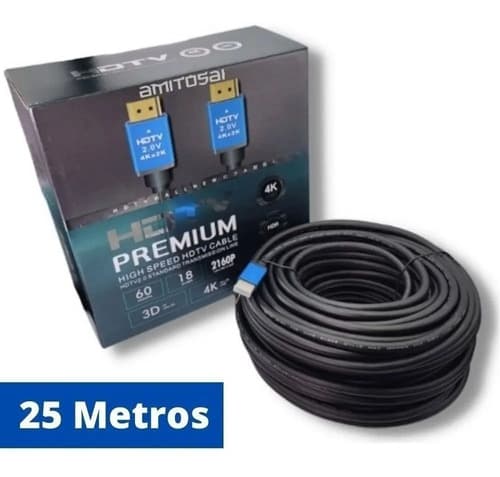 MTS-HDMI4K2500 — cable HDMI 2.0 4K premium 25 m con caja AMITOSAI