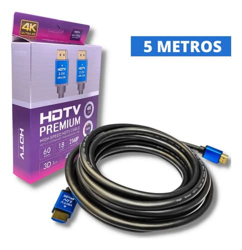 MTS-HDMI4K500 — cable HDMI 2.0 premium 5 m AMITOSAI con conectores azules y caja