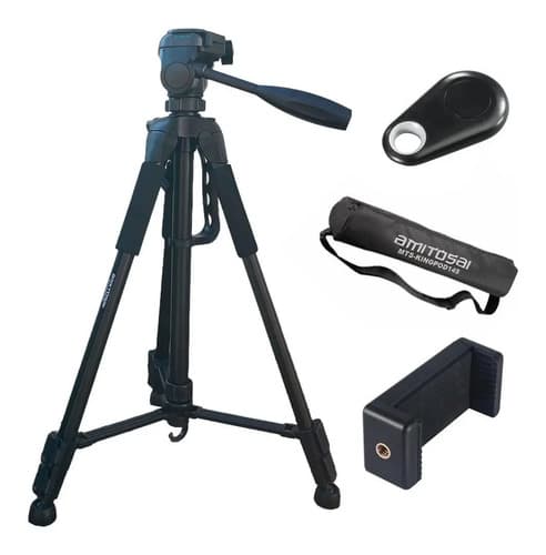 MTS-KINGPOD145 kit: trípode profesional 145 cm, disparador Bluetooth, bolso y adaptador de celular