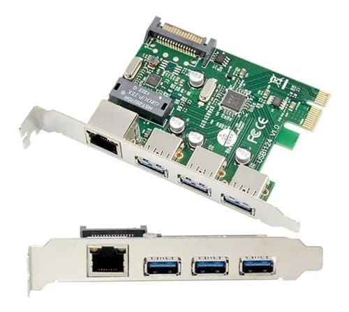 MTS-PCIE3USB3LAN — placa PCIe 3× USB 3.0 + LAN Gigabit (producto solo)