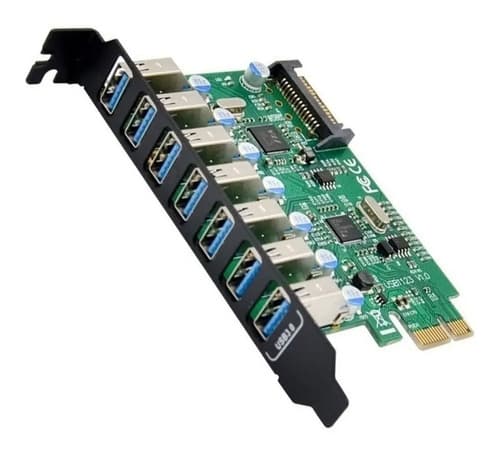 MTS-PCIE7USB3 — placa PCIe 7 puertos USB 3.0 (producto solo)