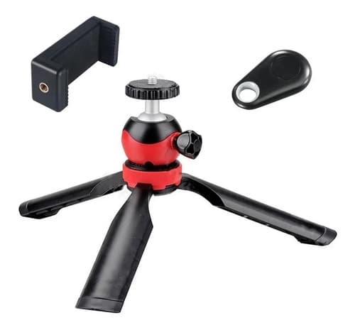 MTS-PIXPOD — trípode de mesa mini, cabezal bola rojo/negro, clamp y remoto Bluetooth (producto solo)