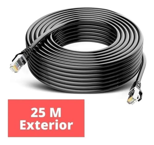 MTS-POUT625 — patch cord Cat 6 exterior 25 m negro enrollado (producto solo, fichas RJ45)