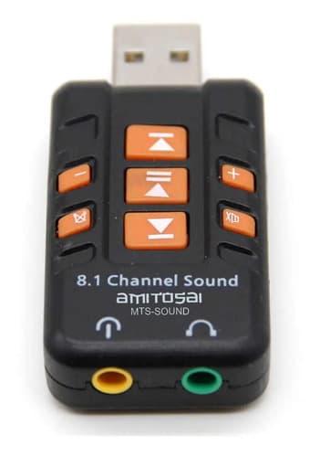 MTS-SOUND — placa de sonido USB AMITOSAI con jacks 3.5 mm mic y auriculares