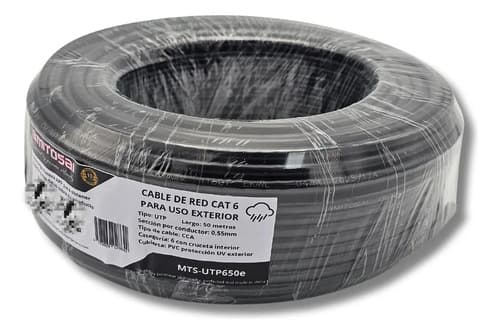 MTS-UTP650E — rollo Cat 6 exterior CCA 50 m con etiqueta AMITOSAI