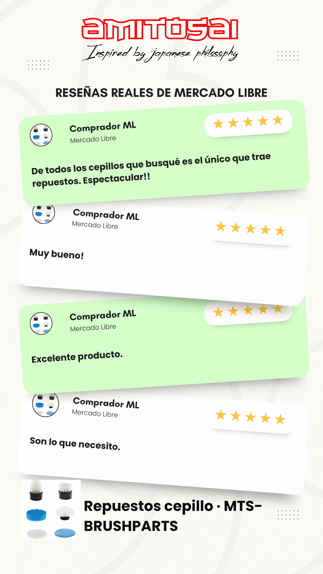 Opiniones de clientes sobre Set repuestos cepillo electrónico AMITOSAI MTS-BRUSHPARTS