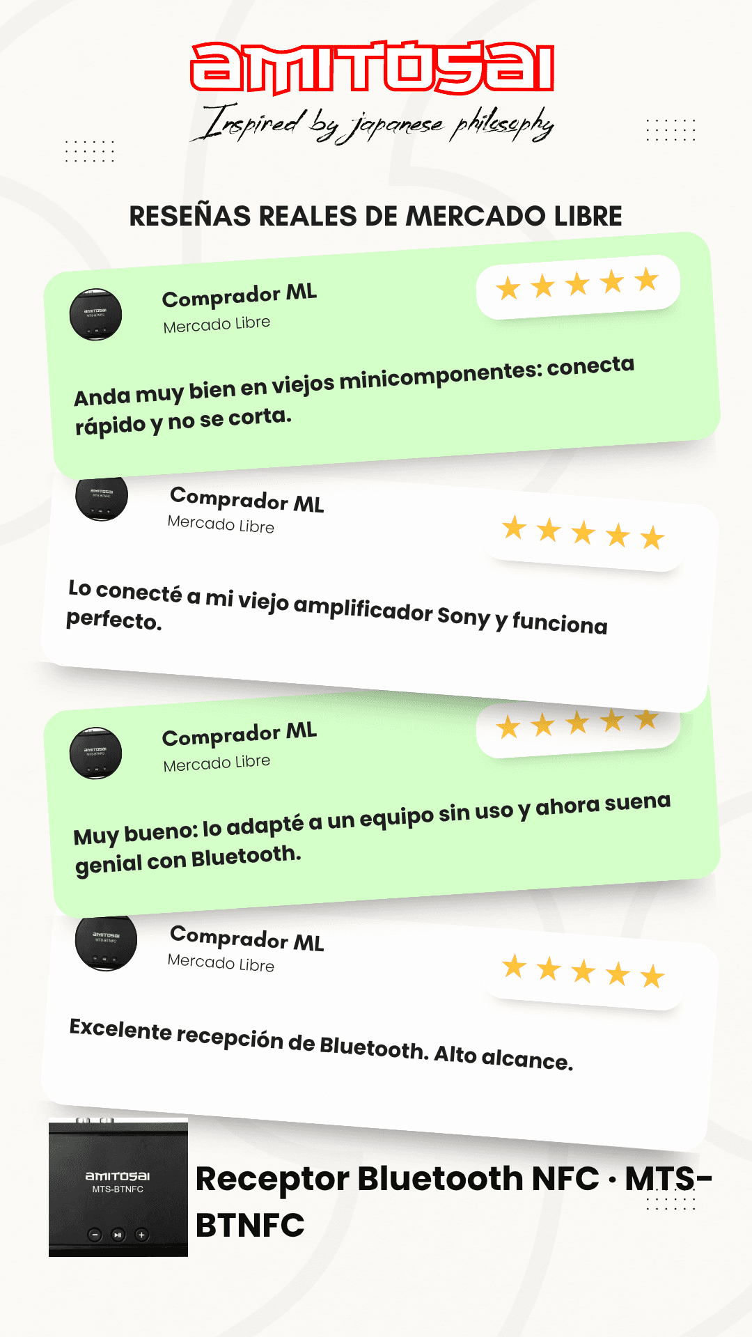 Opiniones de clientes sobre Receptor Bluetooth + lector pendrive AMITOSAI MTS-BTNFC