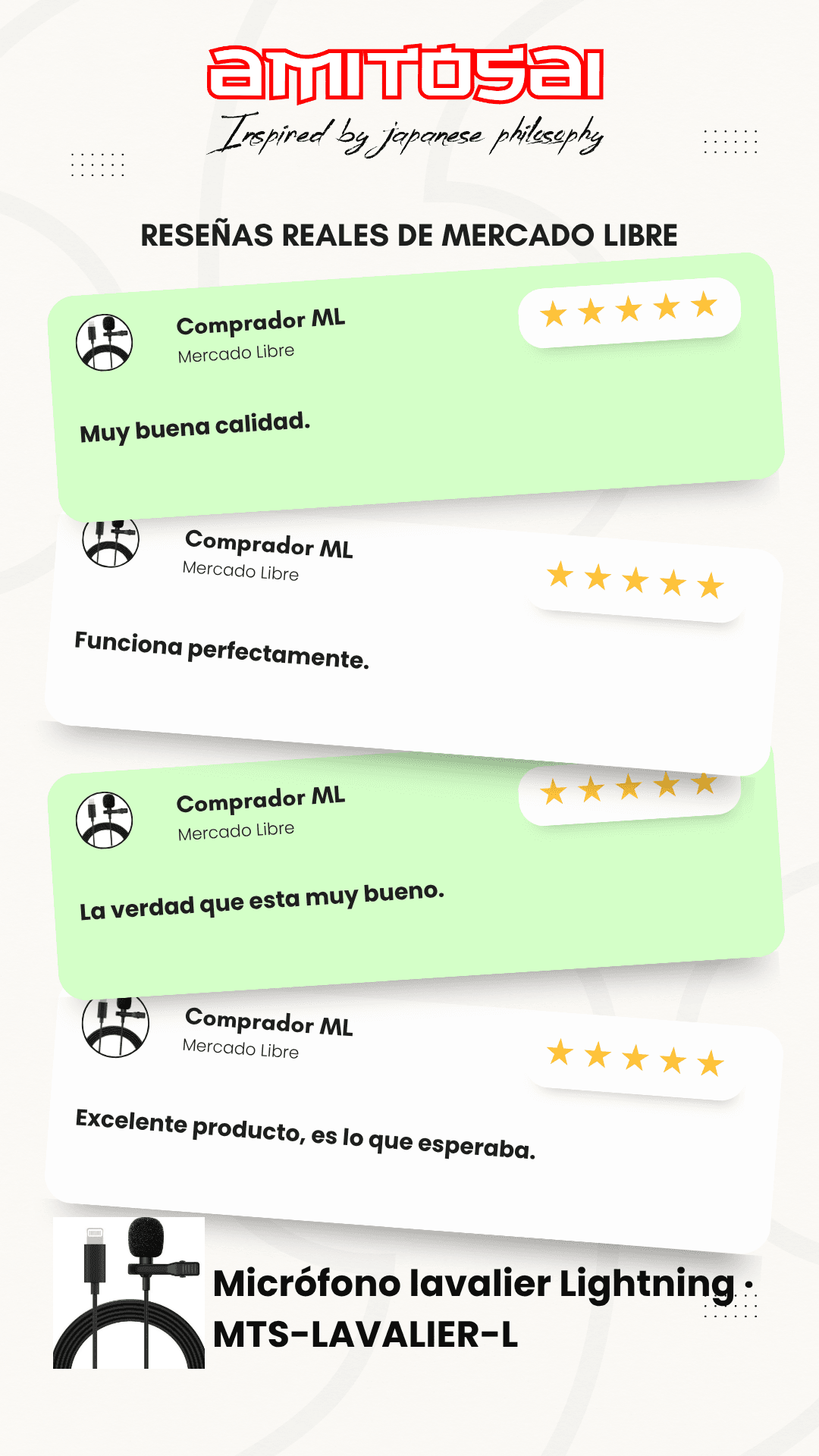 Opiniones de clientes sobre Micrófono lavalier corbatero Lightning AMITOSAI MTS-LAVALIER-L