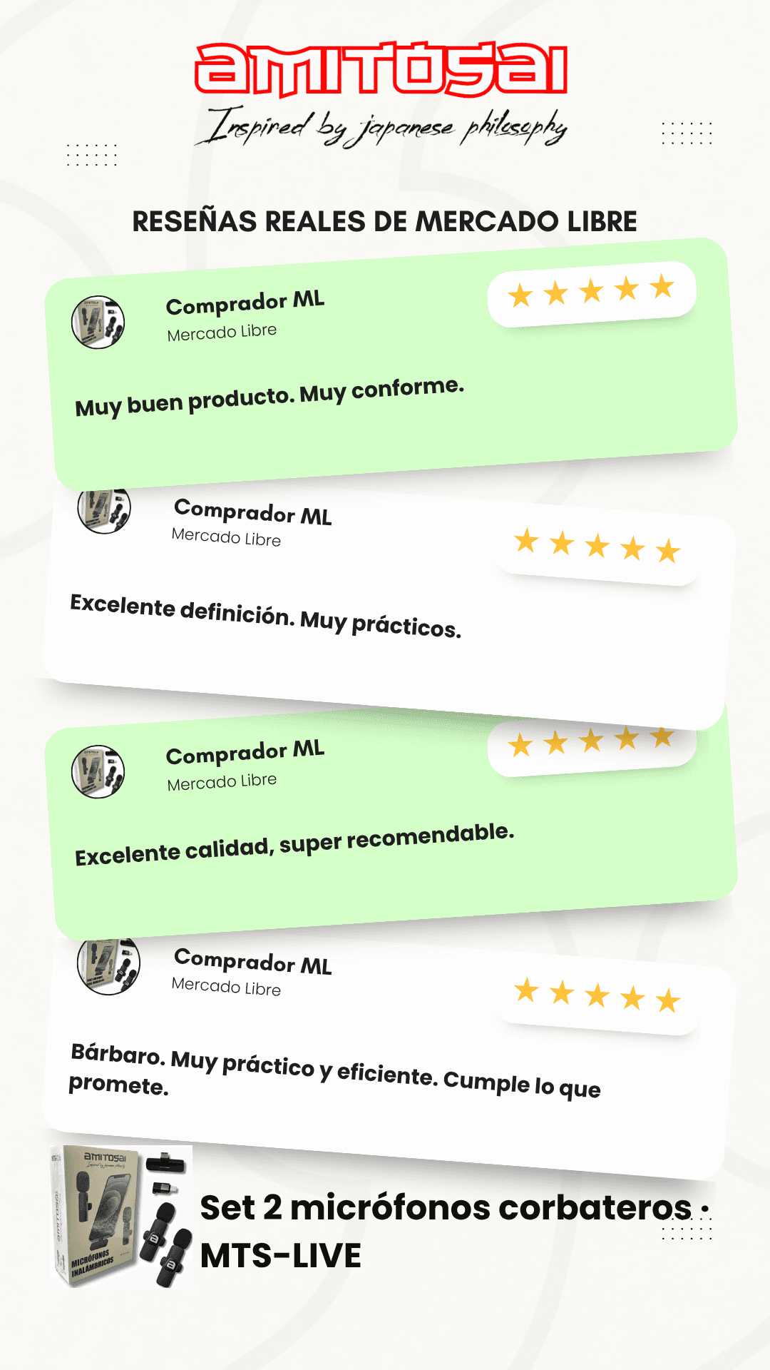 Opiniones de clientes sobre Set 2 micrófonos corbateros inalámbricos AMITOSAI MTS-LIVE