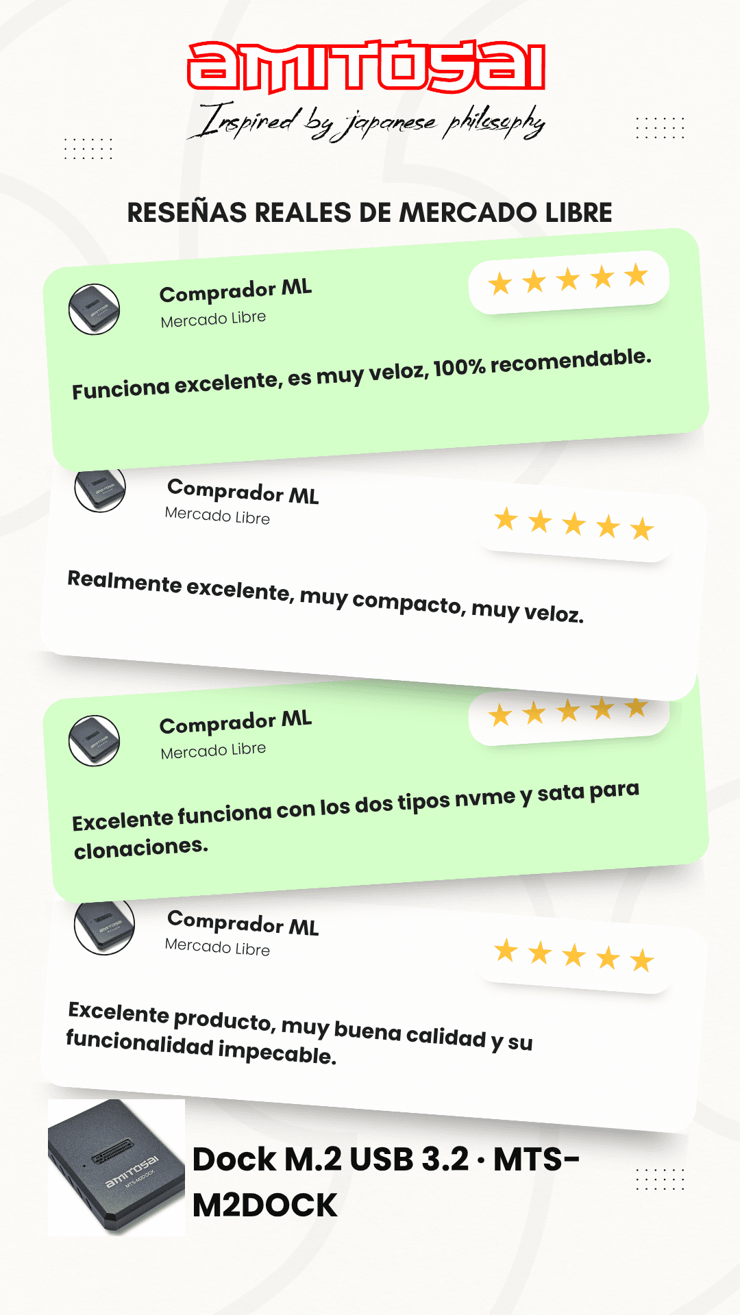Opiniones de clientes sobre Dock M.2 NVMe y SATA AMITOSAI MTS-M2DOCK