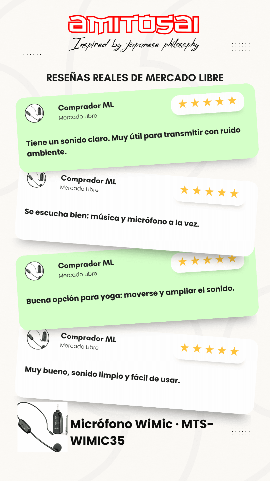 Opiniones de clientes sobre Micrófono inalámbrico UHF vincha AMITOSAI MTS-WIMIC35