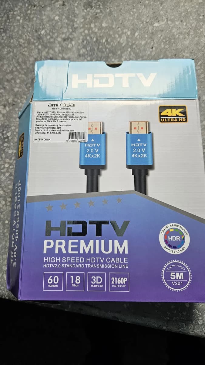 Foto de un cliente del Cable HDMI 2.0 4K premium 5 m AMITOSAI MTS-HDMI4K500
