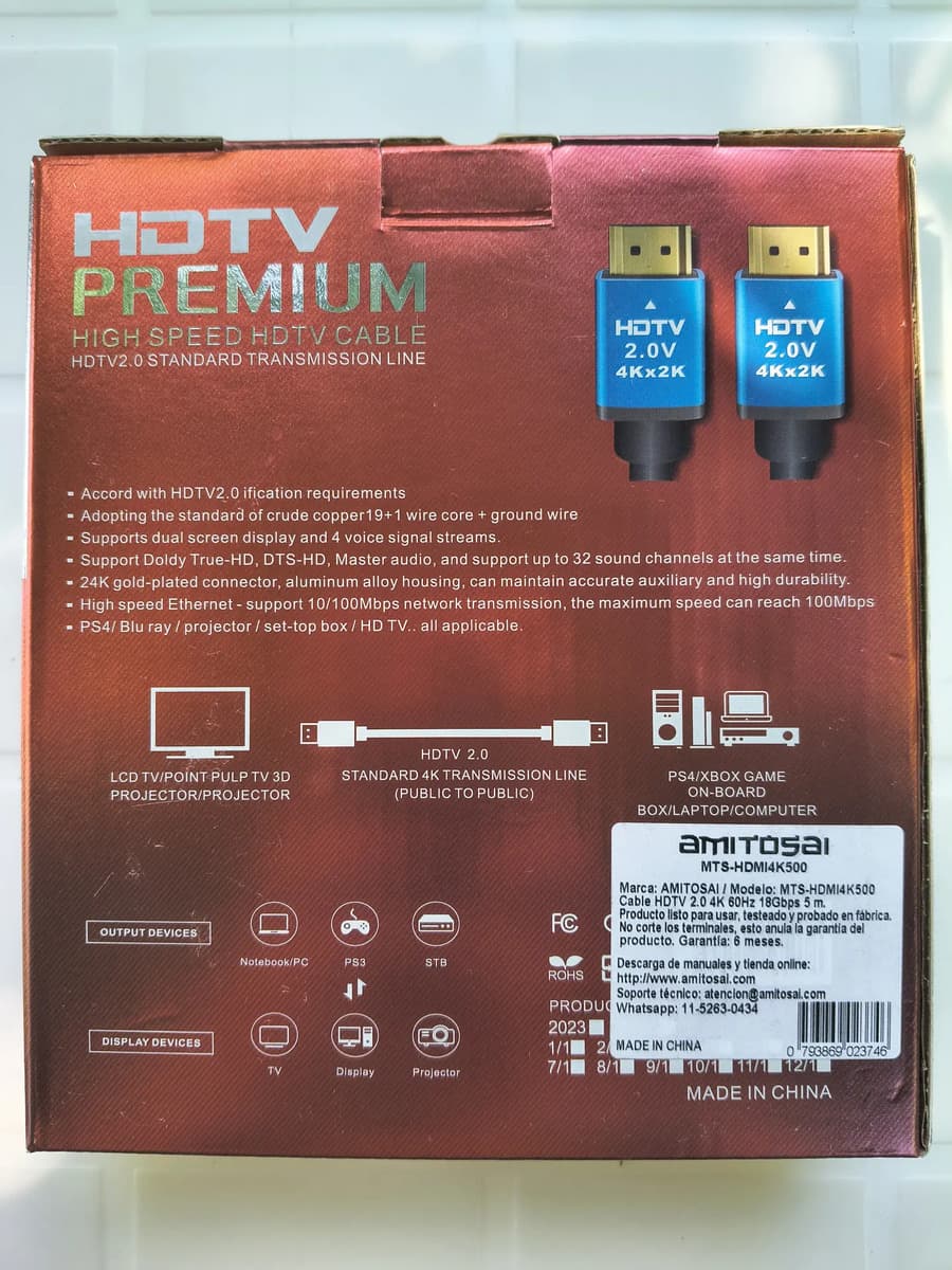 Foto de un cliente del Cable HDMI 2.0 4K premium 5 m AMITOSAI MTS-HDMI4K500